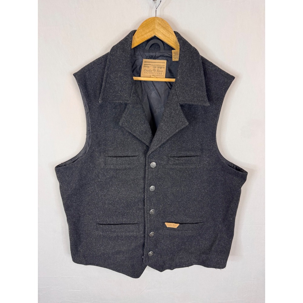 Powder River Outfitters Mens Charcoal Grey Wool Blend Western Vest XL 98-1172